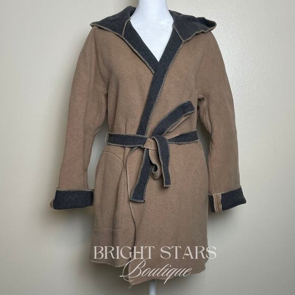 Rare Vintage Wool Coat Jacket ASO Buffy Summers BtVS Womens Tan Gray Belt - Picture 5 of 12